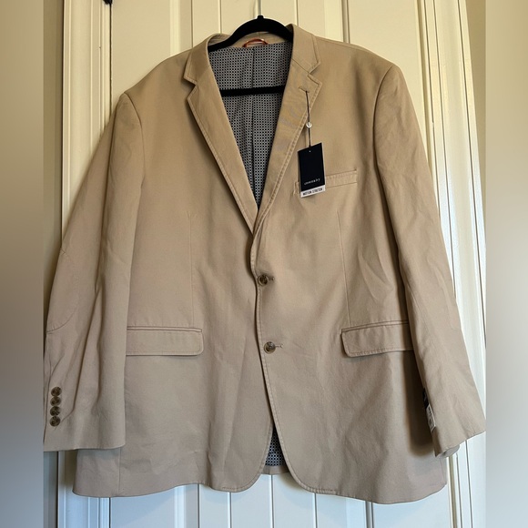 NWT Crown & Ivy Sport Coat Tan Blazer Stretch Motion Size 50R Classic Preppy